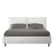 BS COM Letto matrimoniale contenitore doppia alzata imbottito 160x200 similpelle bianco