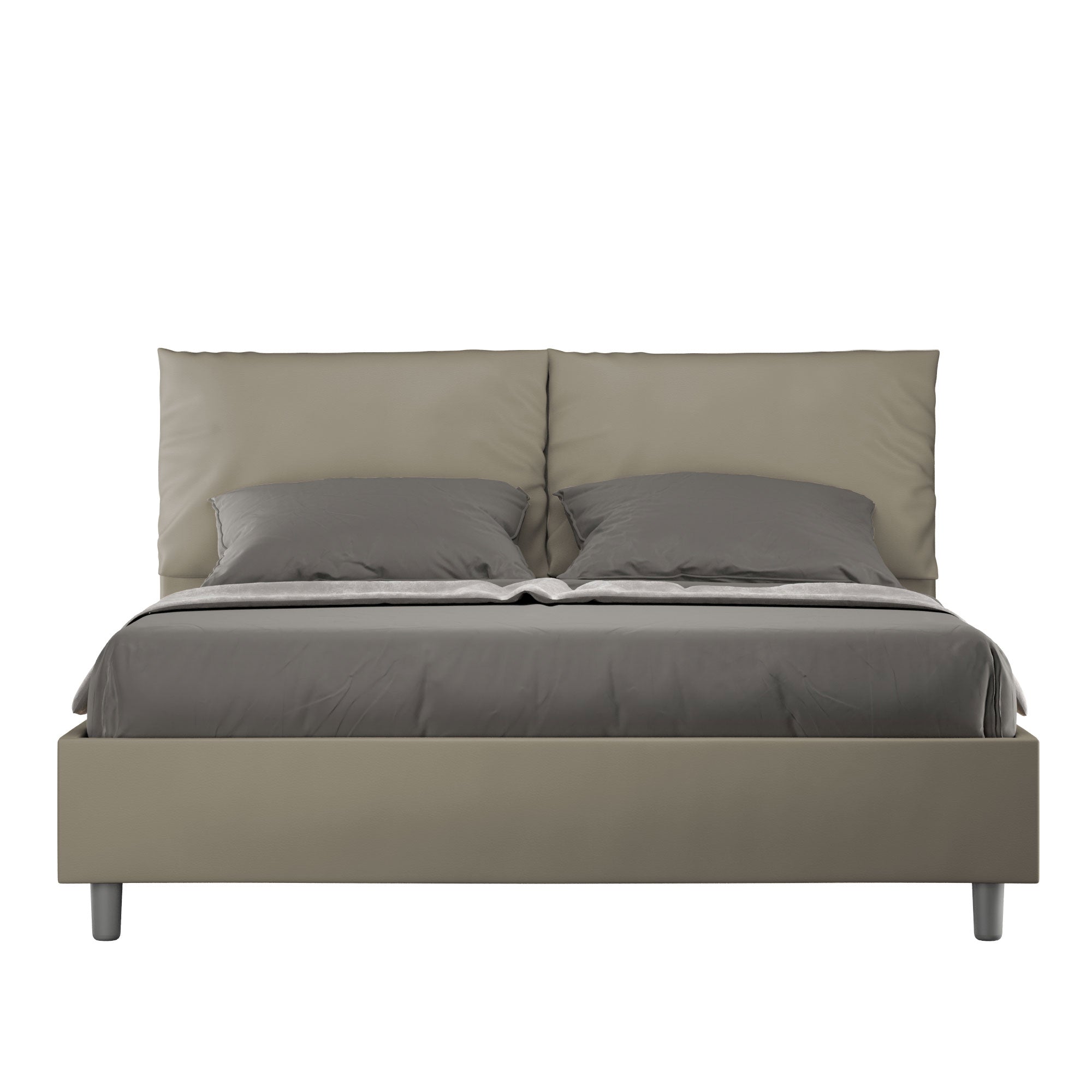 BS COM Letto matrimoniale contenitore doppia alzata imbottito 160x210 similpelle cappuccino