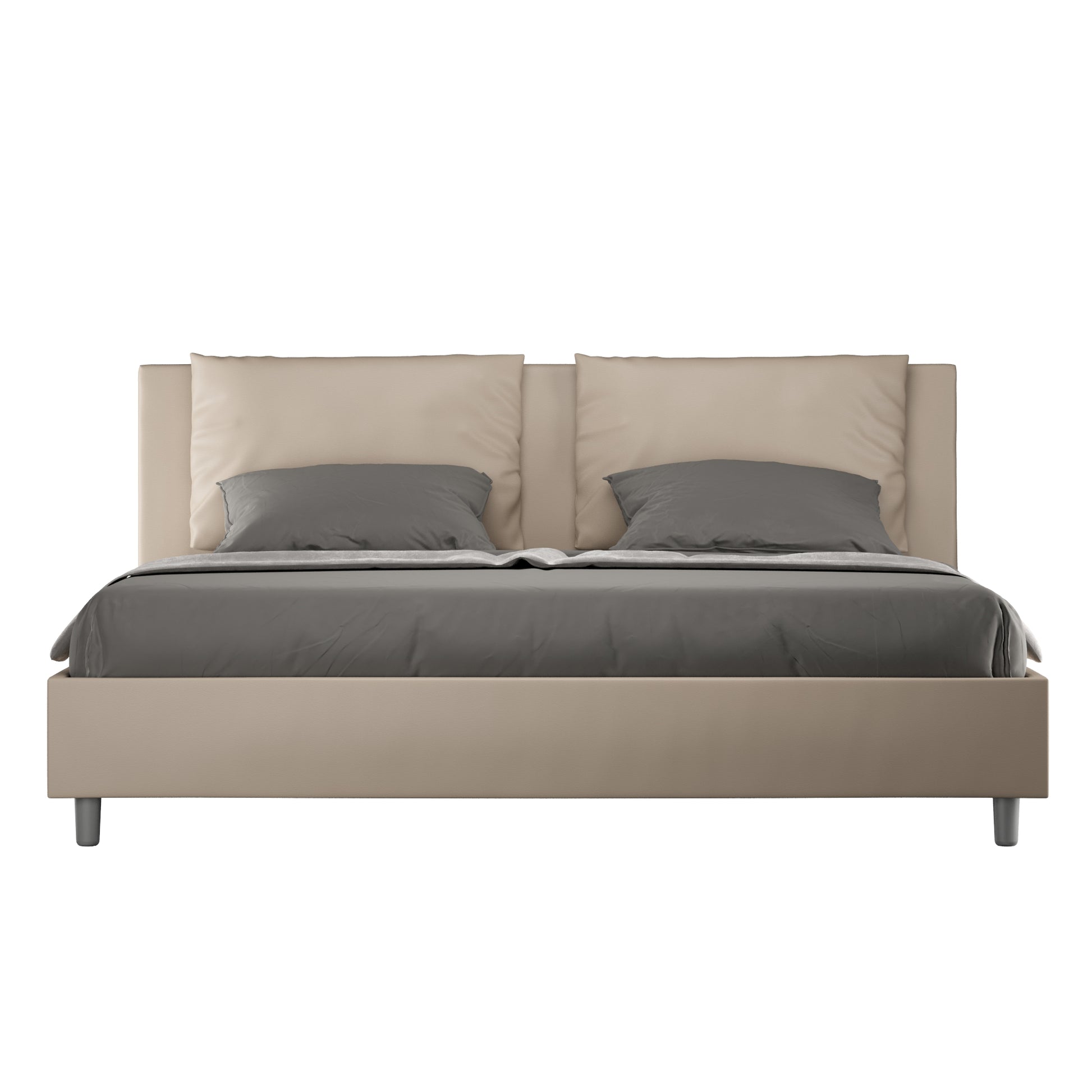 BS COM Letto matrimoniale king size senza rete imbottito 200x200 similpelle tortora