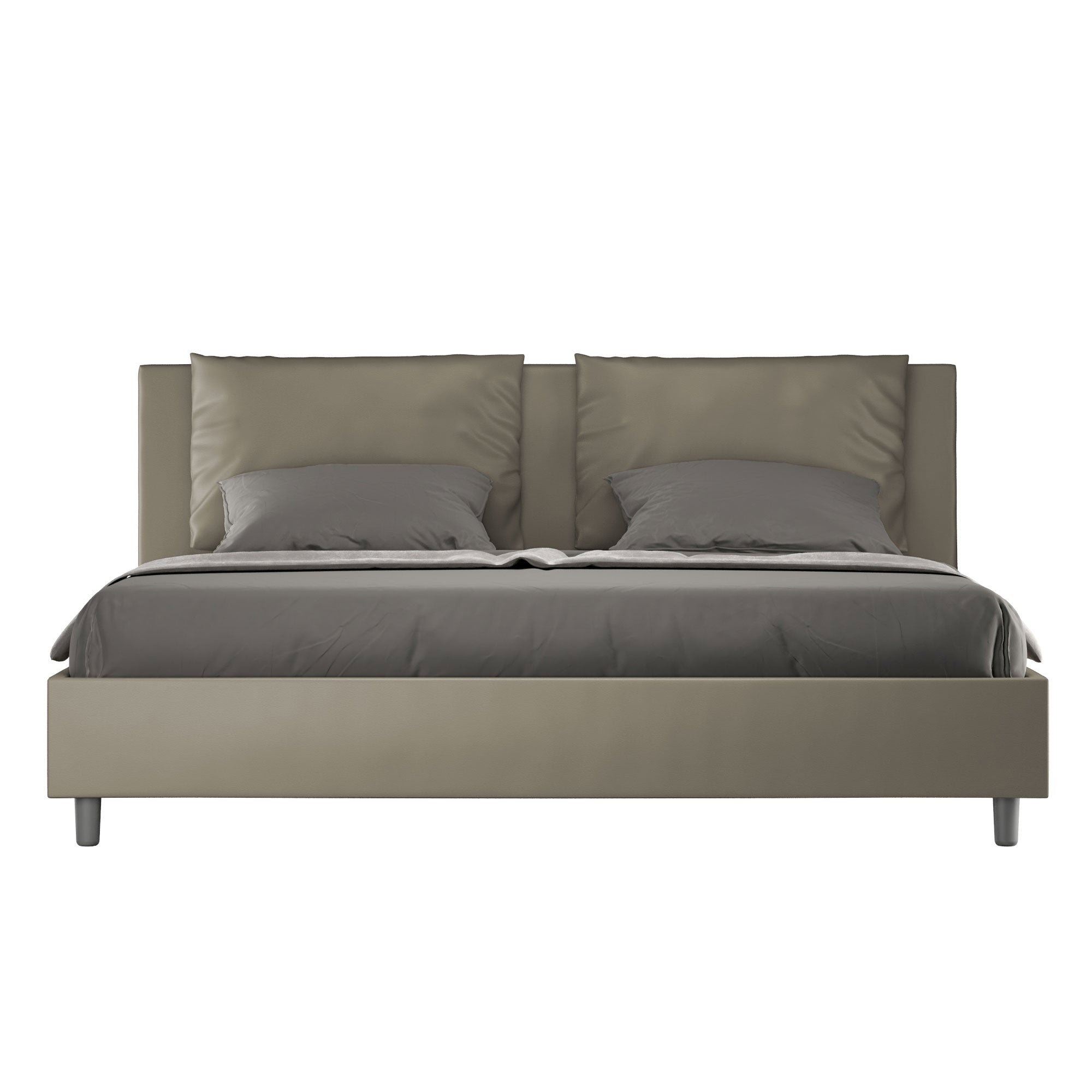 BS COM Letto matrimoniale king size senza rete imbottito 200x210 similpelle cappuccino