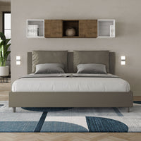 BS COM Letto matrimoniale king size senza rete imbottito 200x200 similpelle cappuccino