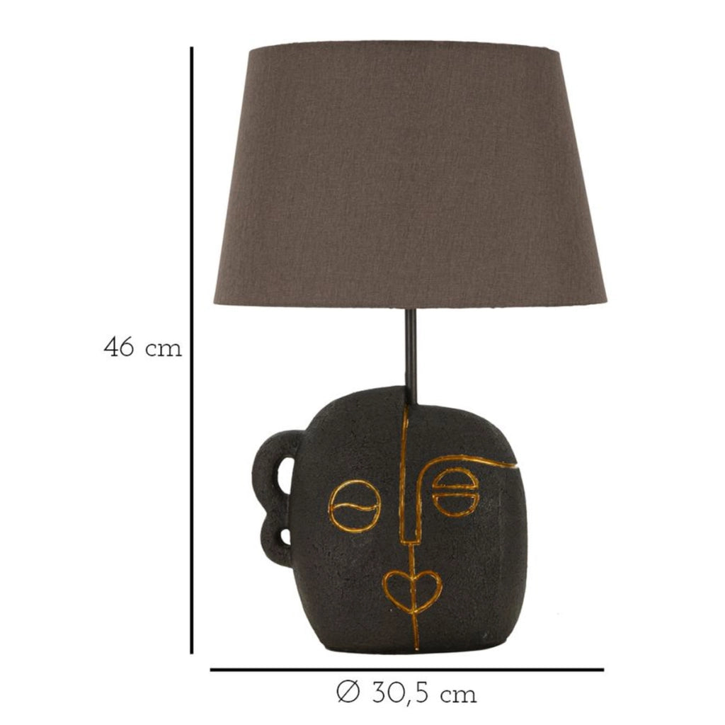 Lampada da Tavolo VKH162, Marrone, Poliresina, 30,5x30,5x46 cm