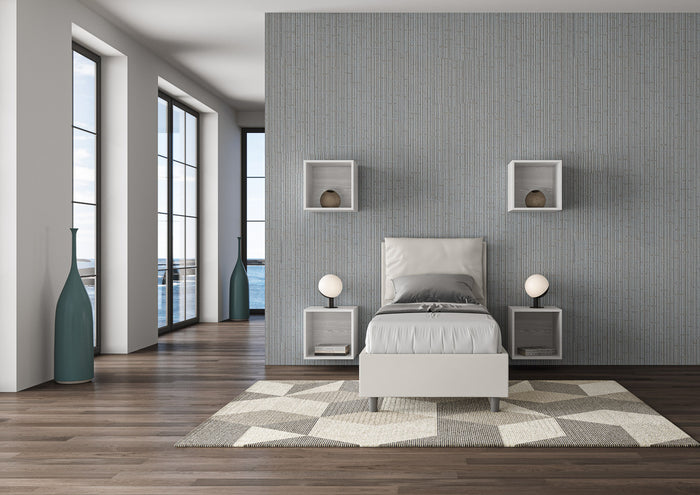 BS COM Letto singolo senza rete imbottito 80x200 similpelle bianco