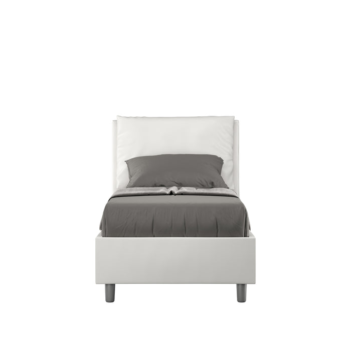 BS COM Letto singolo senza rete imbottito 80x210 similpelle bianco