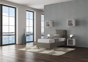 BS COM Letto singolo senza rete imbottito 80x210 similpelle cappuccino