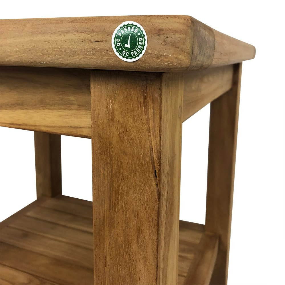 Tavolino Quadrato con Ripiano da Esterno Sal 50x50 cm in Legno Teak