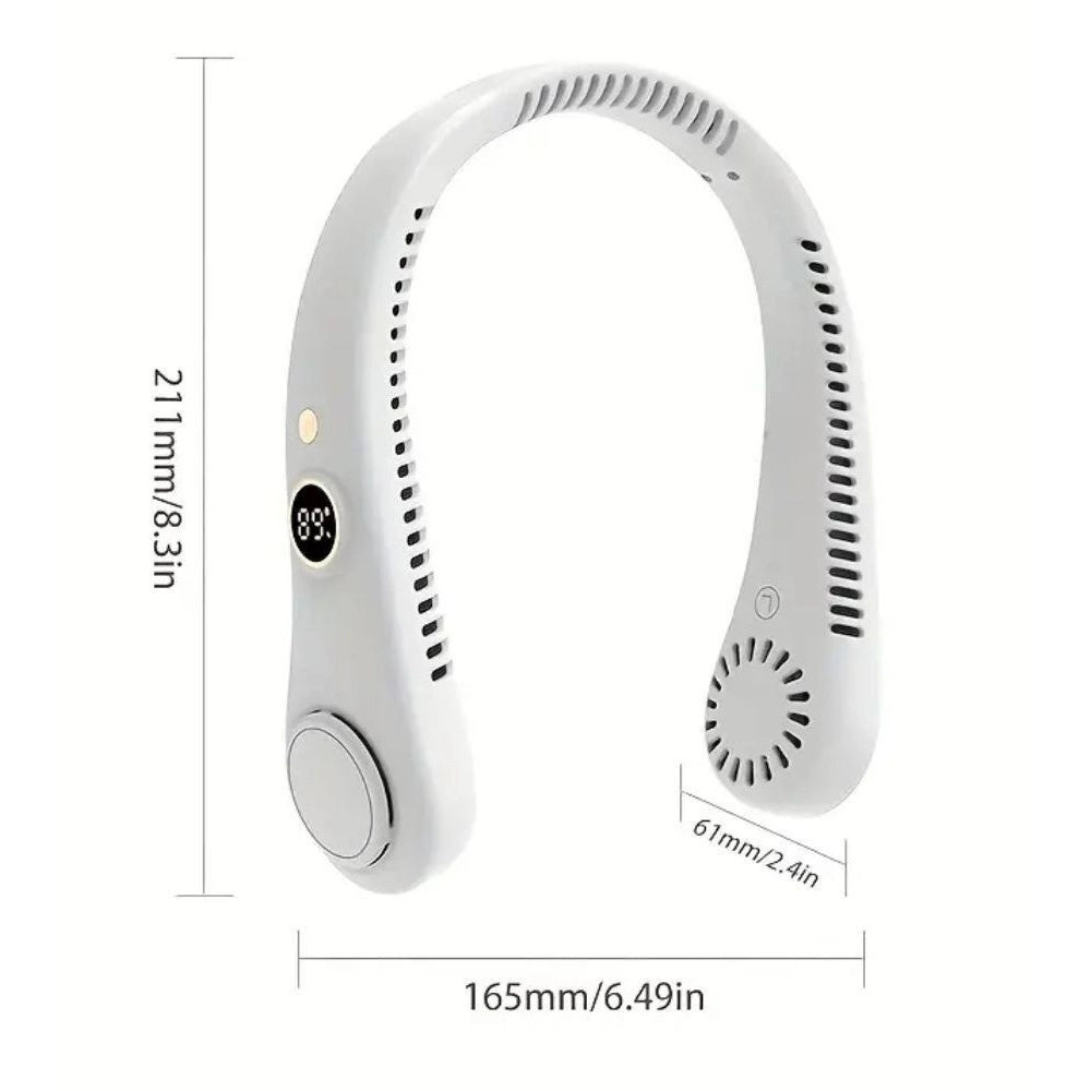 Trade Shop - Ventilatore Da Collo Portatile Display 5 Livelli Velocità Ricaricabile Usb Sport -