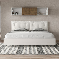 BS COM Letto matrimoniale king size con rete imbottito 200x200 similpelle bianco