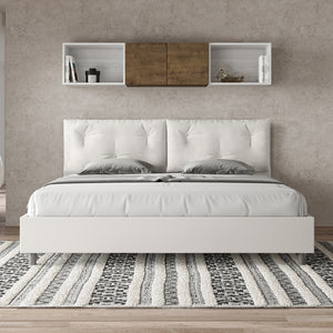 BS COM Letto matrimoniale king size con rete imbottito 200x200 similpelle bianco