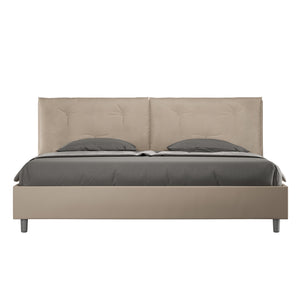 BS COM Letto matrimoniale king size con rete imbottito 200x210 similpelle tortora