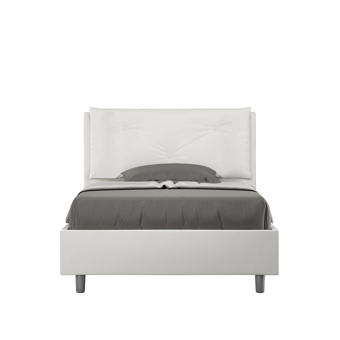 BS COM Letto una piazza e mezza contenitore imbottito 120x190 similpelle bianco