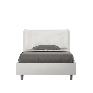 BS COM Letto una piazza e mezza contenitore imbottito 120x210 similpelle bianco