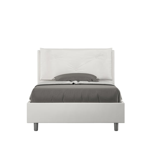 BS COM Letto una piazza e mezza contenitore imbottito 120x210 similpelle bianco