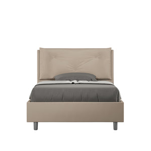 BS COM Letto una piazza e mezza contenitore imbottito 120x190 similpelle tortora