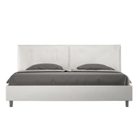 BS COM Letto matrimoniale king size contenitore imbottito 200x200 similpelle bianco