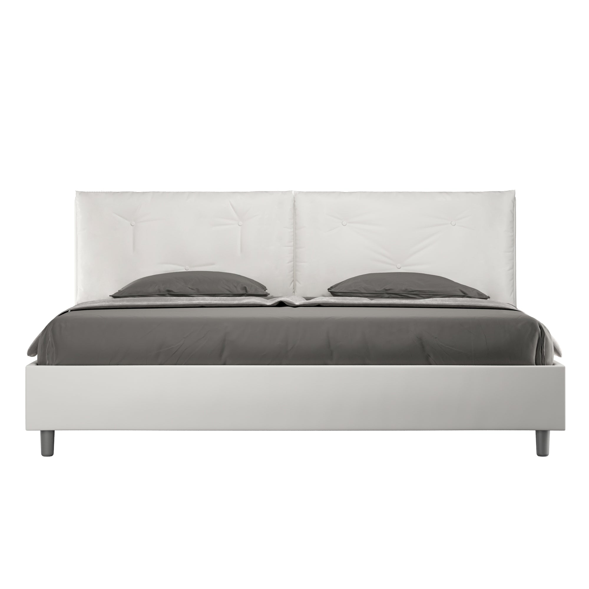 BS COM Letto matrimoniale king size contenitore imbottito 200x210 similpelle bianco