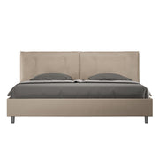 BS COM Letto matrimoniale king size contenitore imbottito 200x210 similpelle tortora