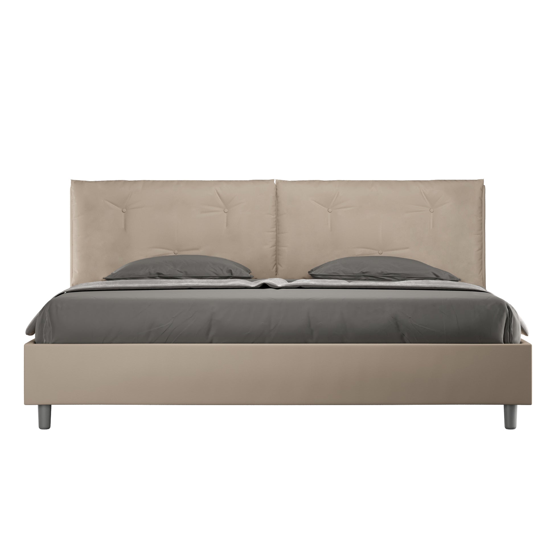 BS COM Letto matrimoniale king size contenitore imbottito 200x210 similpelle tortora