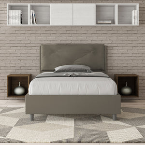 BS COM Letto una piazza e mezza contenitore imbottito 120x190 similpelle cappuccino