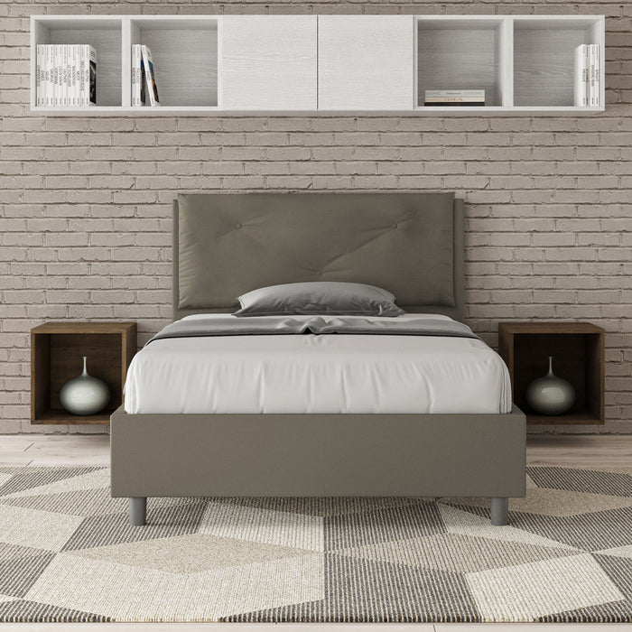 BS COM Letto una piazza e mezza contenitore imbottito 120x190 similpelle cappuccino