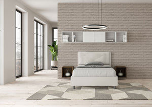 BS COM Letto una piazza e mezza contenitore imbottito 120x210 similpelle bianco