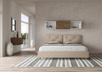 BS COM Letto matrimoniale king size contenitore imbottito 200x210 similpelle tortora