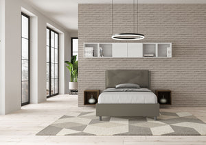 BS COM Letto una piazza e mezza contenitore imbottito 120x210 similpelle cappuccino