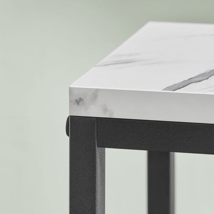 Portafiori Valora a 4 ripiani in marmo bianco con gambe nere per la decorazione