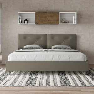 BS COM Letto matrimoniale king size senza rete imbottito 200x210 similpelle cappuccino