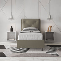 BS COM Letto singolo con rete imbottito 80x200 similpelle cappuccino