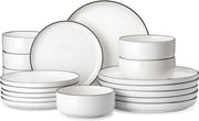 Set da tavola 18 pezzi per 6 persone - Porcellana con design marmo e bordo nero - Ideale per ogni occasione