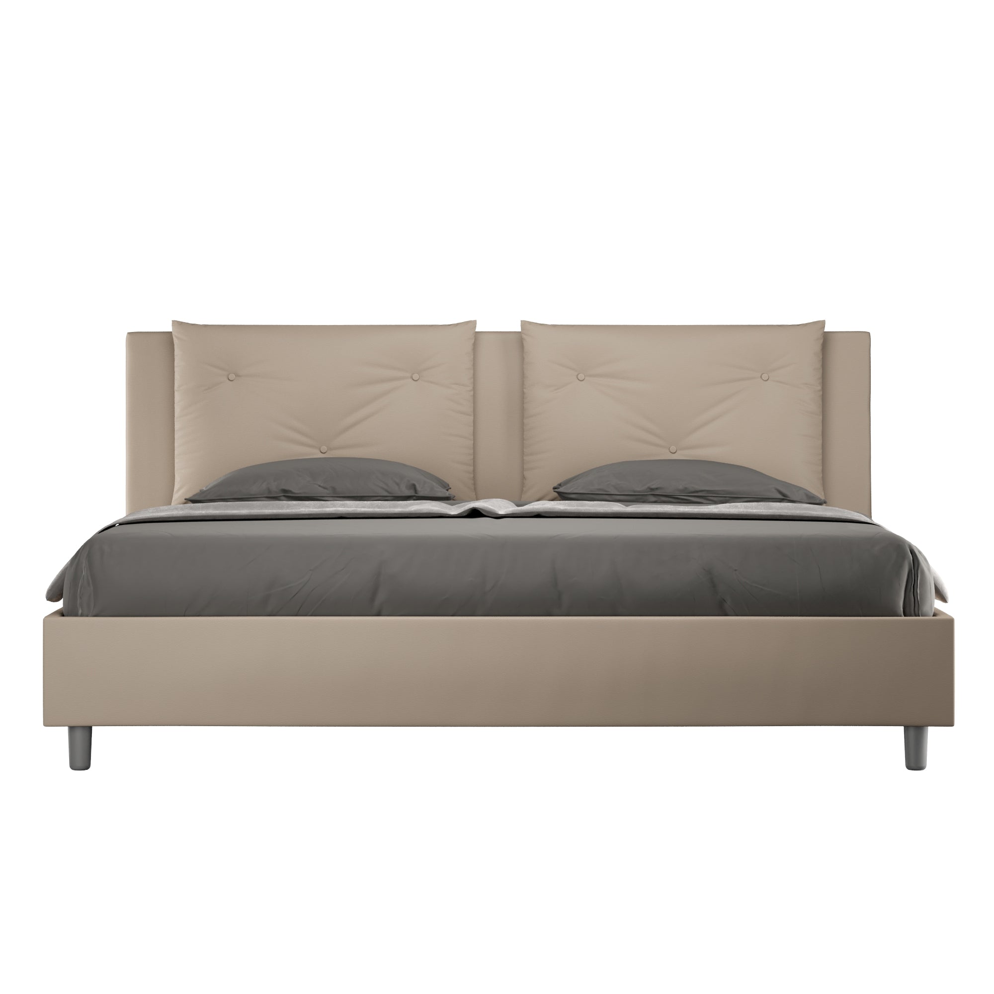 BS COM Letto matrimoniale king size contenitore imbottito 200x210 similpelle tortora
