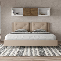 BS COM Letto matrimoniale king size contenitore imbottito 200x210 similpelle tortora