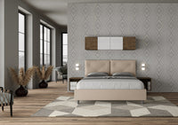 BS COM Letto matrimoniale contenitore imbottito 160x200 similpelle tortora