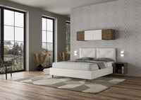BS COM Letto matrimoniale contenitore imbottito 160x190 similpelle bianco