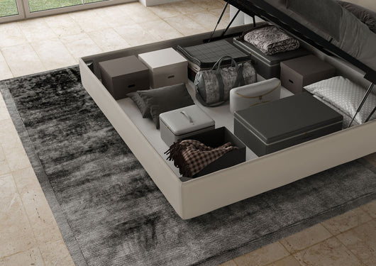 BS COM Letto contenitore imbottito 180x210 similpelle tortora