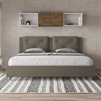BS COM Letto matrimoniale king size contenitore imbottito 200x200 similpelle cappuccino