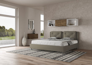 BS COM Letto matrimoniale king size contenitore imbottito 200x200 similpelle cappuccino