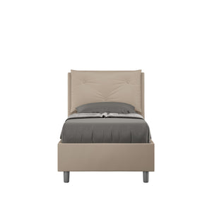 BS COM Letto singolo contenitore imbottito 80x210 similpelle tortora