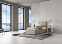 BS COM Letto singolo contenitore imbottito 80x210 similpelle tortora