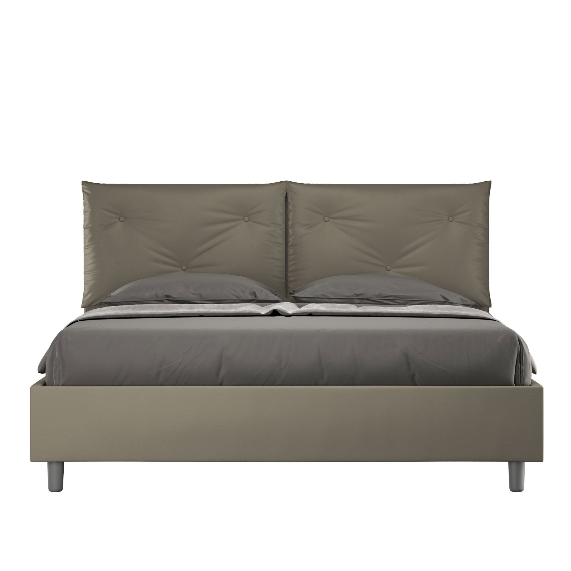 BS COM Letto matrimoniale contenitore doppia alzata imbottito 160x190 similpelle cappuccino
