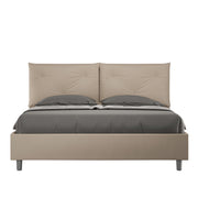 BS COM Letto matrimoniale contenitore doppia alzata imbottito 160x210 similpelle tortora