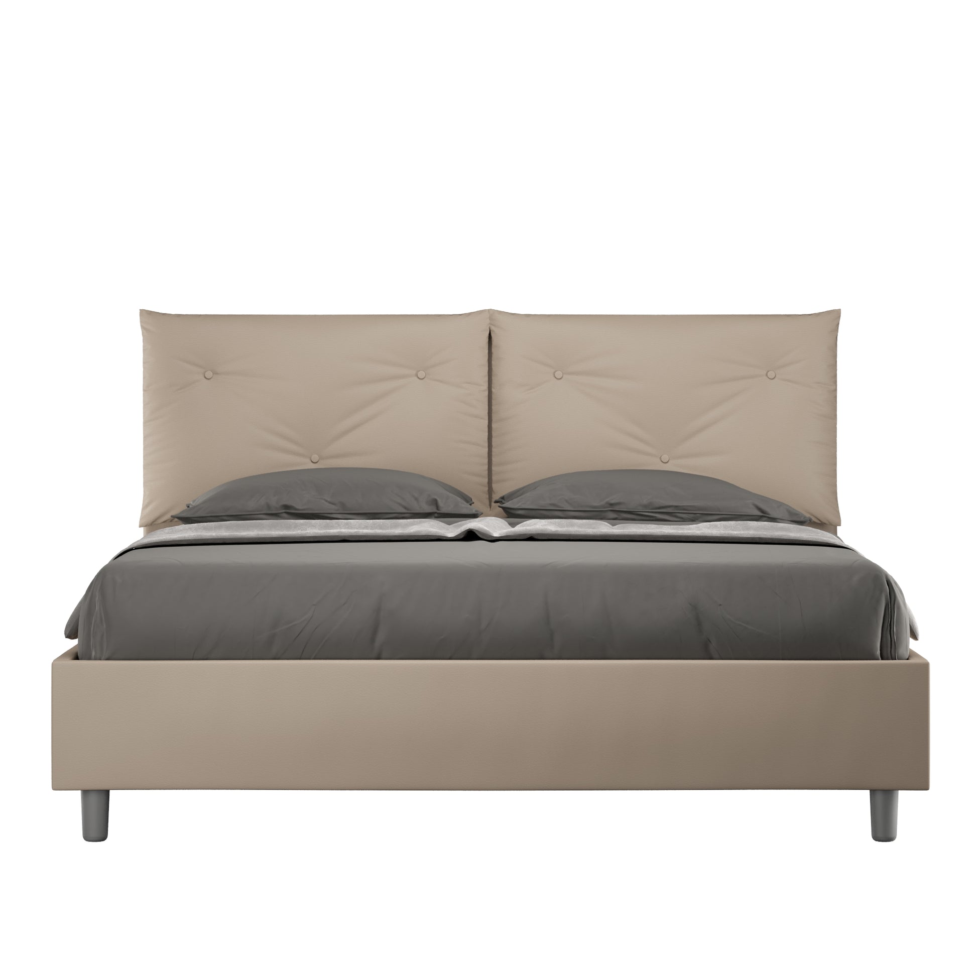 BS COM Letto matrimoniale contenitore doppia alzata imbottito 160x210 similpelle tortora