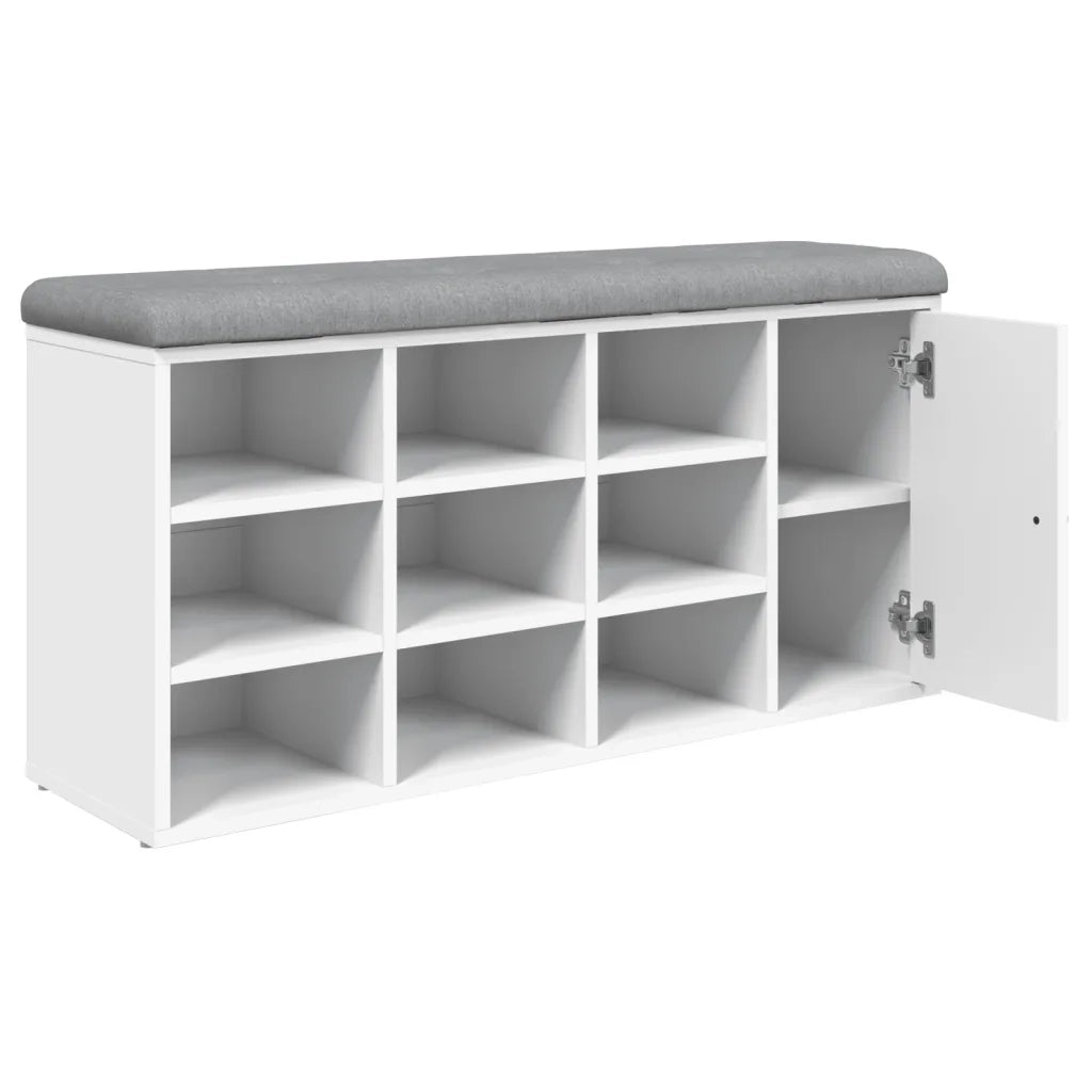 Panca Porta Scarpe-Sgabello-Panca Scarpiera Bianca 102x32x50 cm in Legno Multistrato