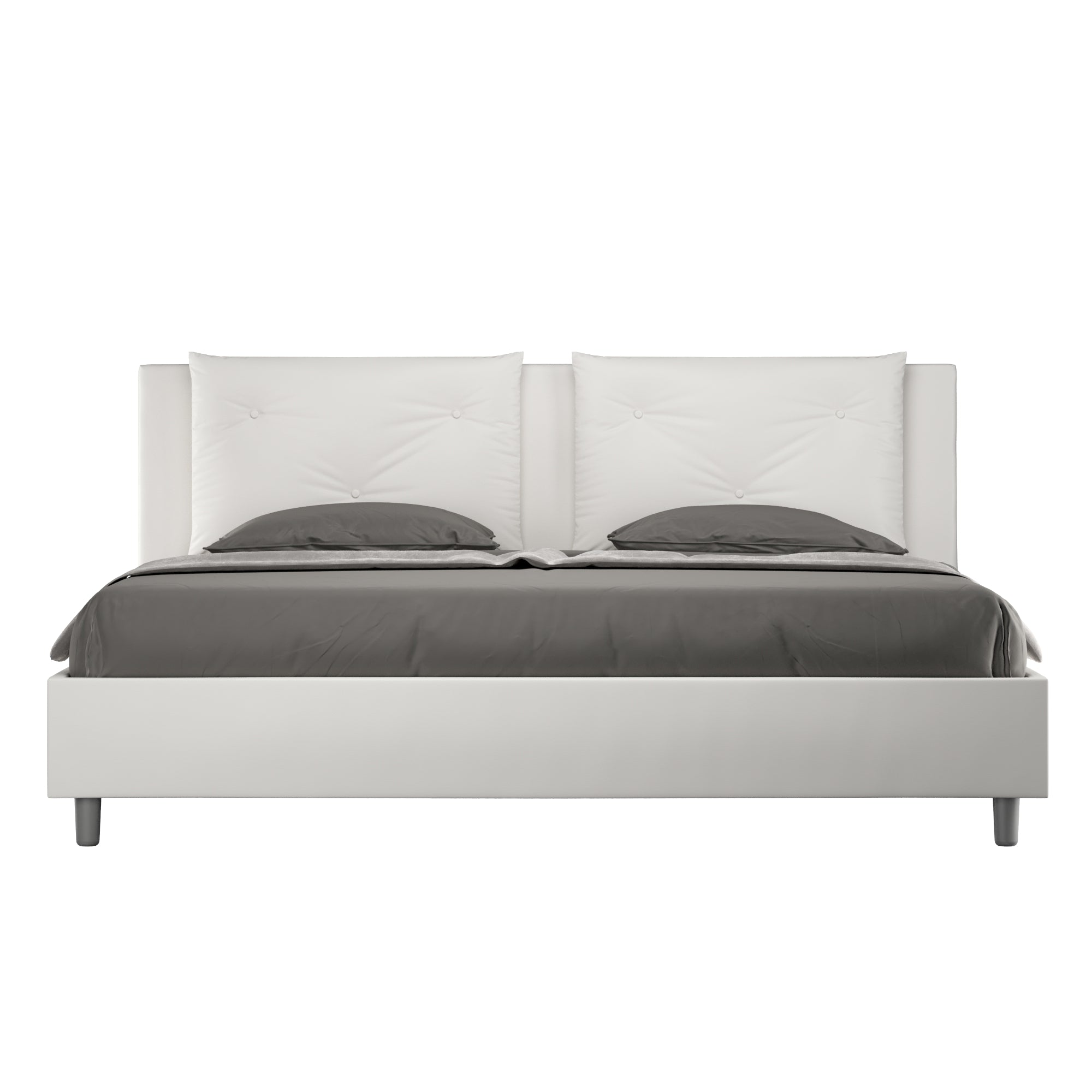 BS COM Letto matrimoniale king size senza rete imbottito 200x210 similpelle bianco
