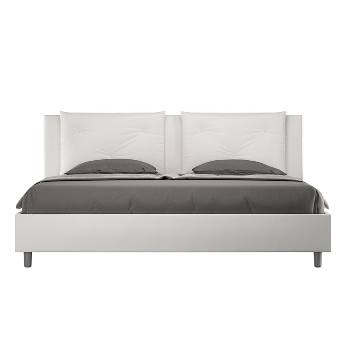 BS COM Letto matrimoniale king size senza rete imbottito 200x210 similpelle bianco