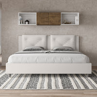 BS COM Letto matrimoniale king size senza rete imbottito 200x210 similpelle bianco