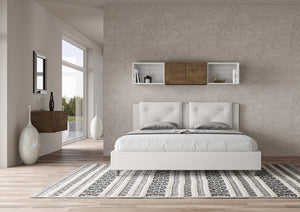 BS COM Letto matrimoniale king size senza rete imbottito 200x210 similpelle bianco