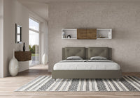 BS COM Letto matrimoniale king size senza rete imbottito 200x210 similpelle cappuccino