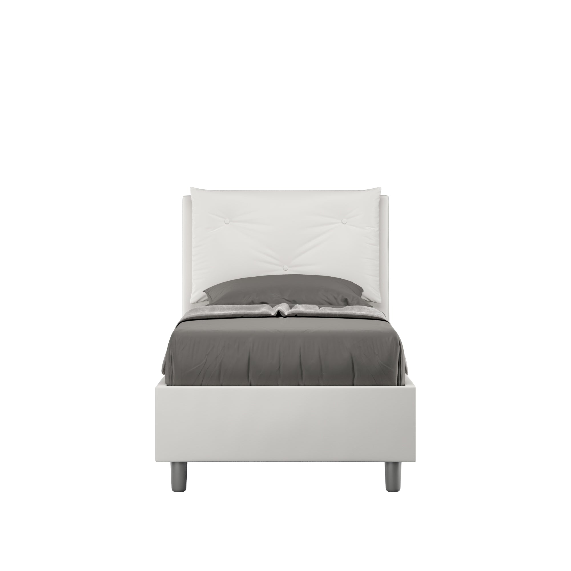 BS COM Letto singolo senza rete imbottito 80x200 similpelle bianco